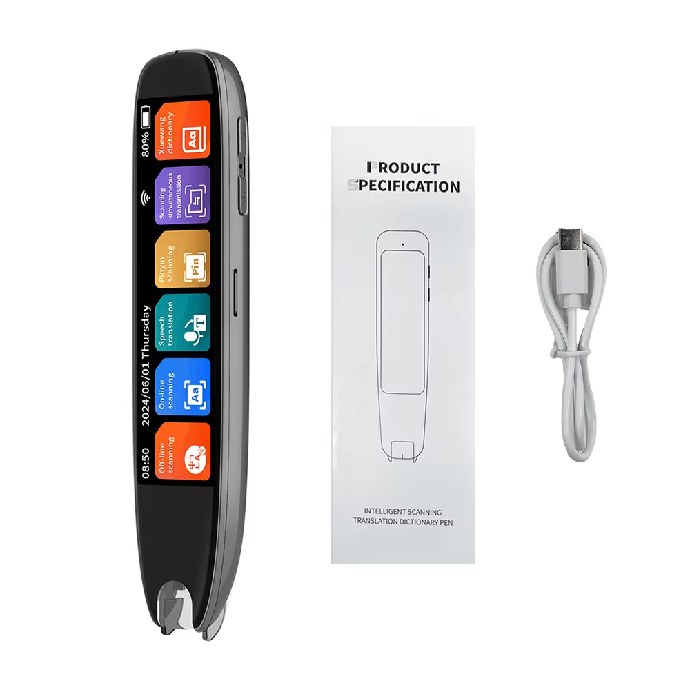 Advanced Dictionary Translation Pen with Text Scanning and Reading Capabilities, WiFi/Bluetooth Connectivity, and Online Photo Translation