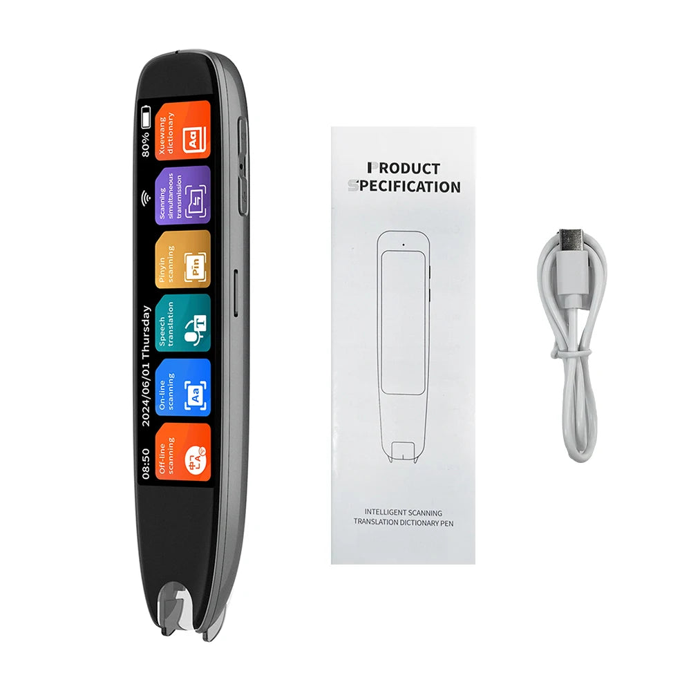 Advanced Dictionary Translation Pen with Text Scanning and Reading Capabilities, WiFi/Bluetooth Connectivity, and Online Photo Translation