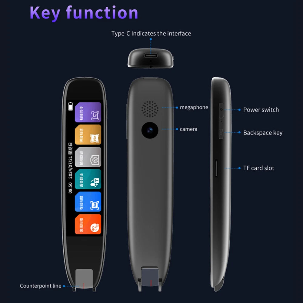 Advanced Dictionary Translation Pen with Text Scanning and Reading Capabilities, WiFi/Bluetooth Connectivity, and Online Photo Translation